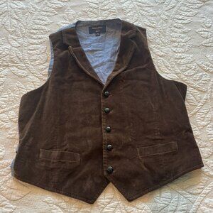 Men's Brooks Brothers Corduroy Vest 40 R, with Lapels and Pockets